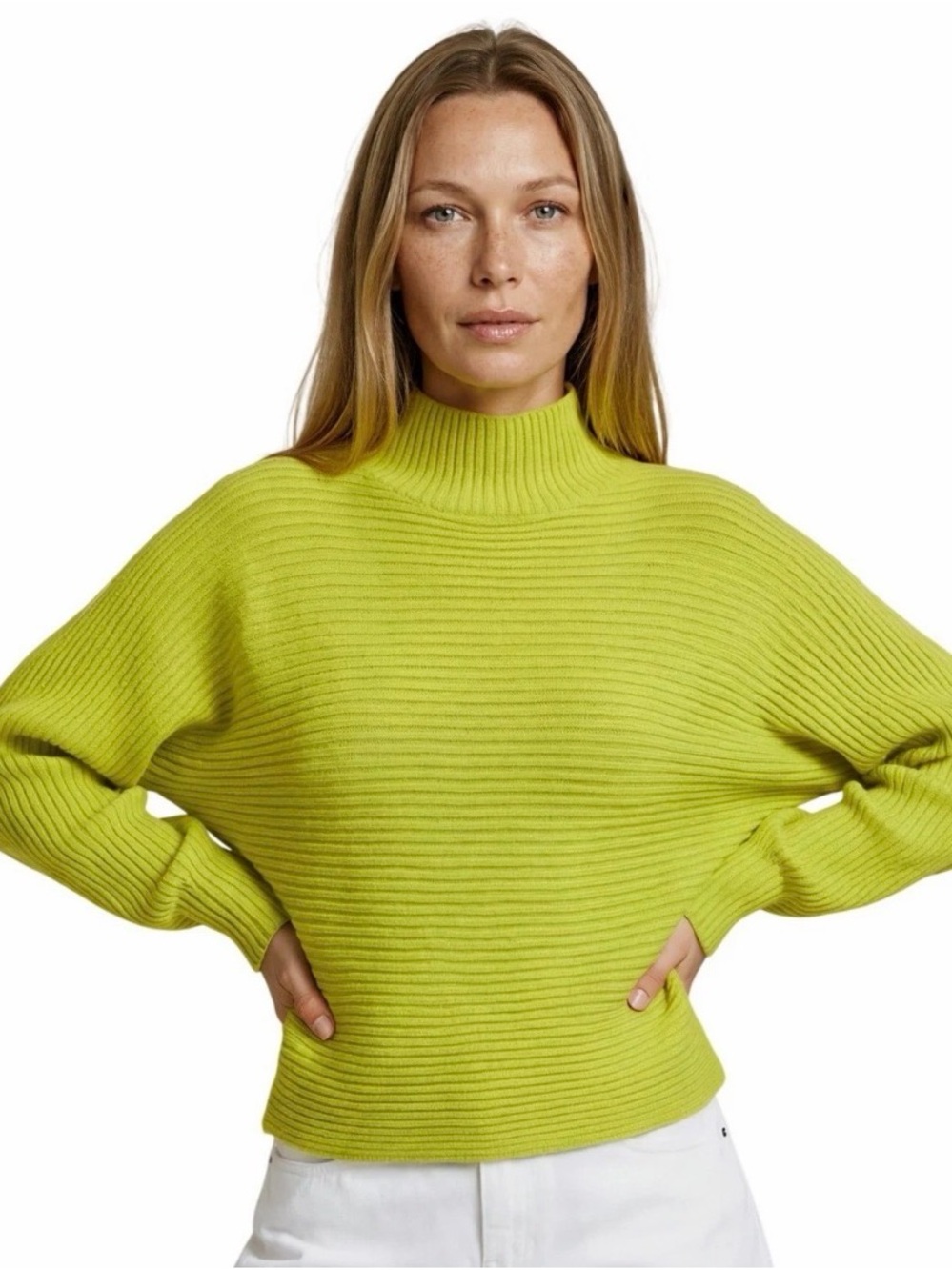 Anthropologie Ribbed bright yellow sweater size XS‎